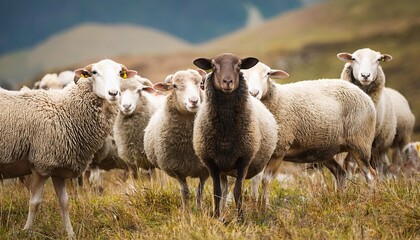 Obraz premium Flock of sheep in a field