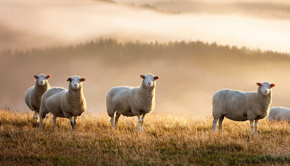 Obraz premium Flock of sheep in a field