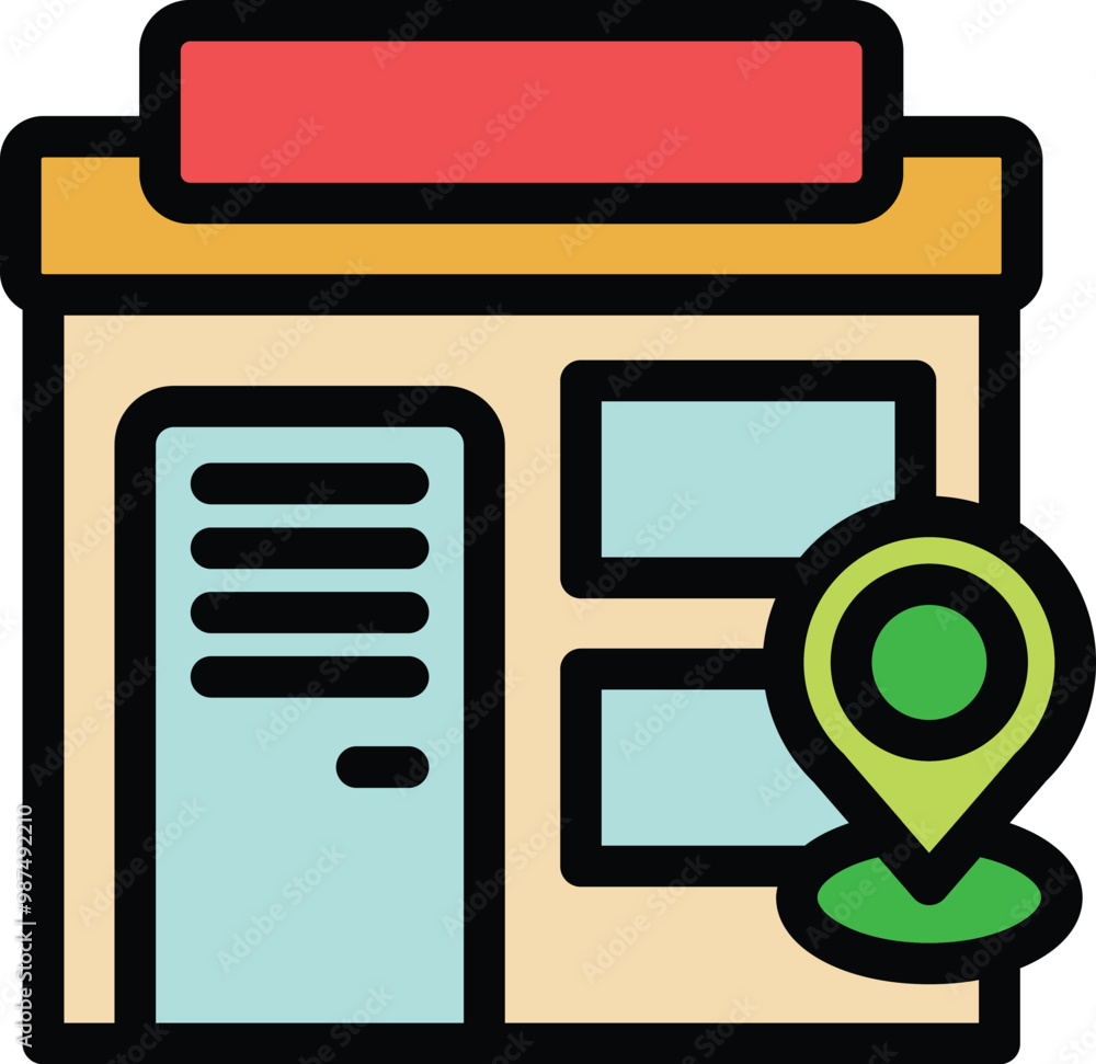 Poster location pin is attached to a store showing customers where to find the business