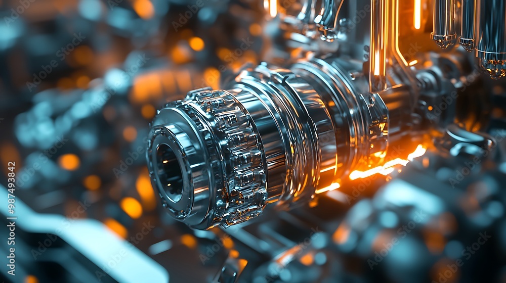 Aufkleber dynamic catalyst: close-up of advanced high-tech mechanism with intricate details