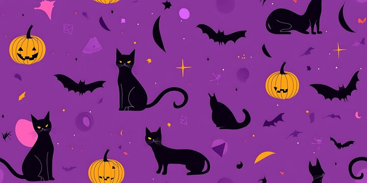Helloween cartoon style characters seamless pattern