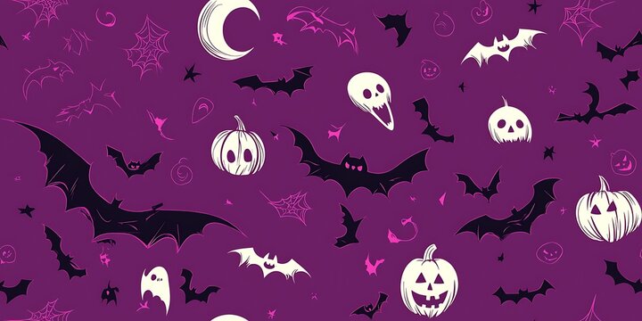 Helloween cartoon style characters seamless pattern