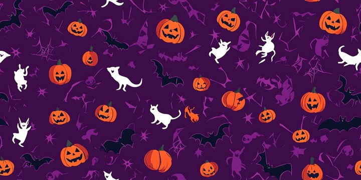 Helloween cartoon style characters seamless pattern