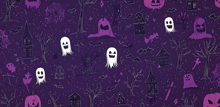 Helloween cartoon style characters seamless pattern