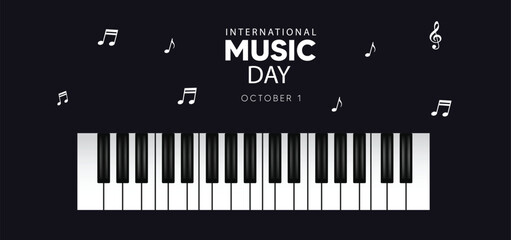Fototapeta premium International Music Day October 1 vector poster