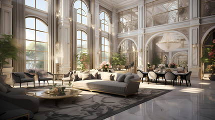 Fototapeta premium Luxury villa lobby