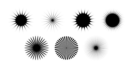 Vector Sunburst Shapes on Black Colour