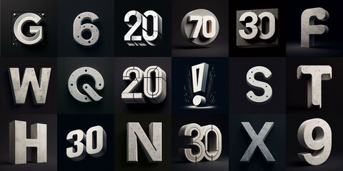 Concrete Lettering Typeface. AI generated illustration