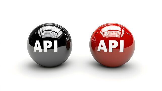 Python or Java API Symbols: Rendered 3D icons&mdash;Python and Java symbols&mdash;floating on a white background. Ideal for tech-related content or developer resources. "API" ,isolate on white background 
