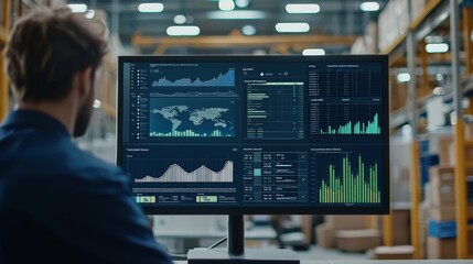 A supply chain management dashboard tracking the movement of goods from production to delivery, emphasizing efficiency