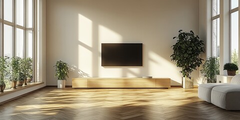 Fototapeta premium Modern Minimalist Living Room with White Walls