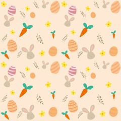 happy bunny cute cartoon character watercolor hand drawn seamless Ester pattern. perfect decorative embroidery texture design.