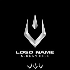 Obraz premium Logo design graphic concept creative abstract premium vector stock initial V font stainless steel like crown. Related to monogram typography branding