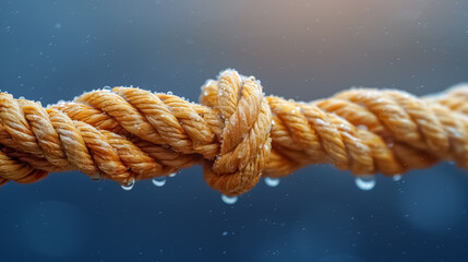 A rope with knot, isolated on a colored background	