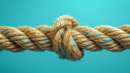 Fototapeta premium A rope with knot, isolated on a colored background 