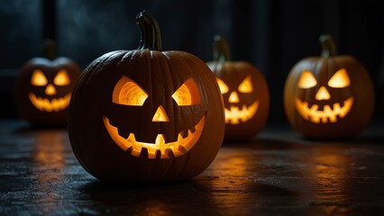 halloween scene, scary pumpkin, candles in the dark, halloween pumpkin