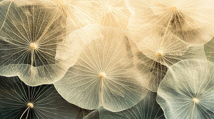   A set of big white umbrellas hangs off the wall's edge, with a backdrop of more white umbrellas on the adjacent wall