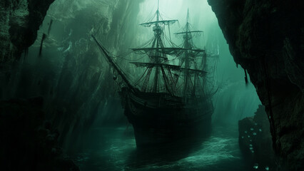 Shadows of the Abyss: The Hidden Pirate Ship in the Underwater Canyon