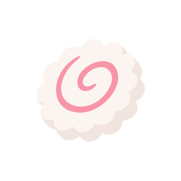 recommend clip art: Cartoon icon of Narutomaki, Japanese surimi fish cake. Simple flat color vector style illustration.