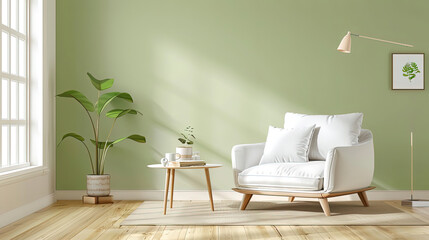 modern and minimalist living room. living room with green walls. living room with sofa