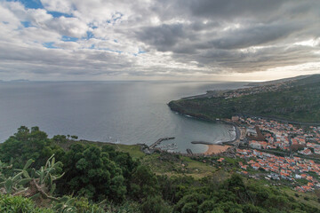 Panoramic view of Machico city and Madeira Airport
