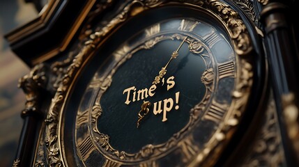 Fototapeta premium Time's Up! - Close-up of Traditional Clock with Ornate Script