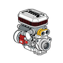 Engine illustration white background 