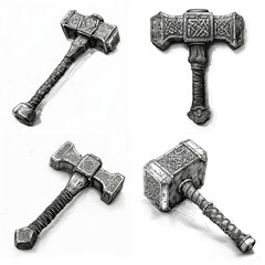 Thor or Viking hammer sketch on white background