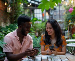 Friend woman selfie phone posing photographing couple cafe table shop coffee shop bar social media shot snapshot fun love romance young friendship photo happy together