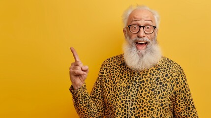 "Meet the Quirky Guru: Old Bearded Man in Leopard Print Shirt Offers Discount Advice"