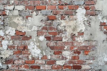 Weathered Brick Wall with Peeling Mortar