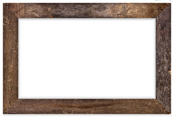 Wooden picture frame isolated on white background with clipping path