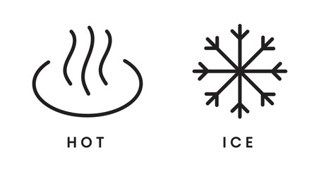 Hot and Ice icon set for beverage drink or food. Simple, outline, flat isolated. Can use as symbol in restaurant cafe coffee shop menu. 