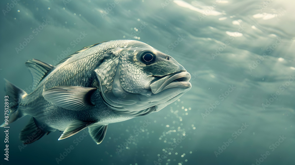 Canvas Prints Close-up of a Fish Swimming Underwater