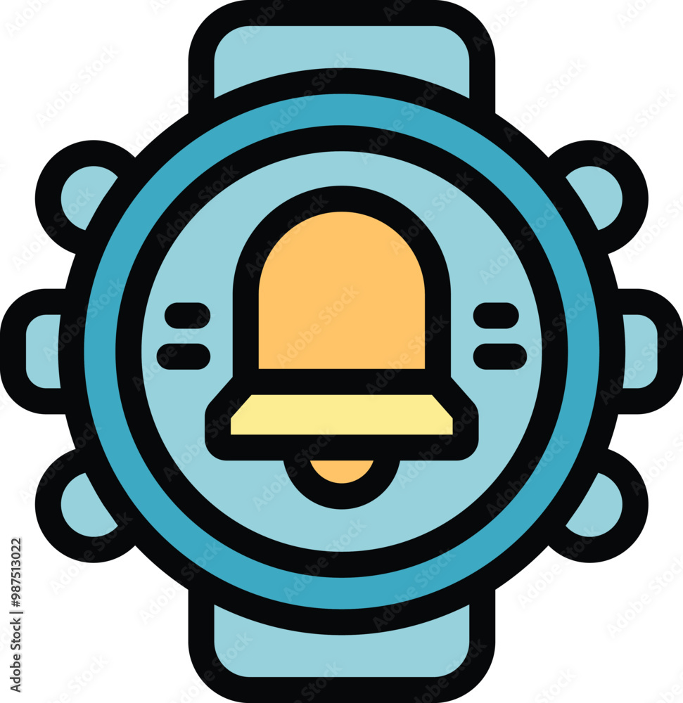 Poster simple icon of a smart watch displaying an alarm clock, perfect for projects related to time managem