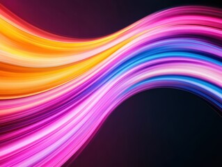 Vibrant abstract light trails forming colorful waves in a futuristic design