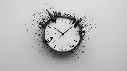 Timeless Melancholy - Minimalist Broken Clock Design with Subtle Symbolism