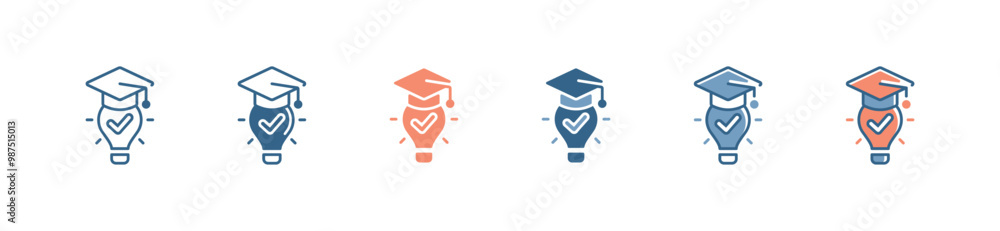 Poster graduation cap light bulb icon set education creative idea lightbulb success student vector illustra