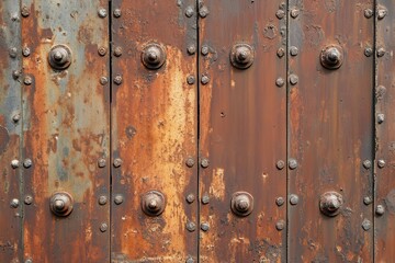Fototapeta premium Rusty Metal Panels with Rivets and Bolts