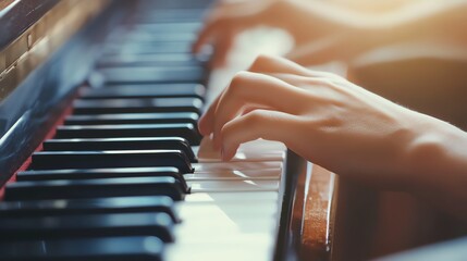 A close up of someone's hands playing the piano.