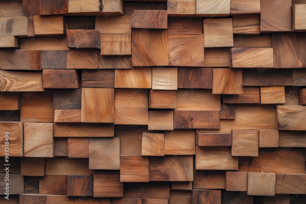 Poster textured wood blocks arranged in a mosaic pattern