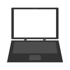 black laptop with blank white screen. flat style vector. themes of electronic goods, technology, work, office, freelance, service, online, internet, work from anywhere. laptop with blank screen