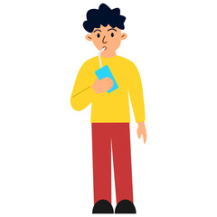 vector illustration of a person drinking a drink with a straw. cold drinks. packaged drinks. ready-to-drink drinks.