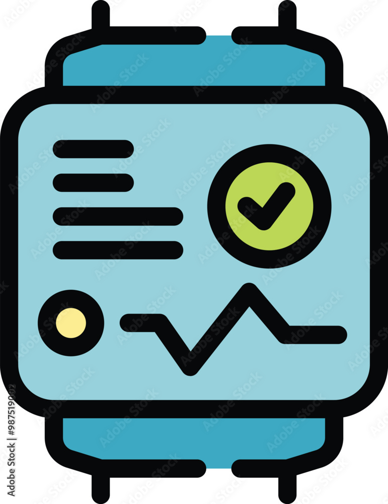 Poster this icon features a smart watch displaying successful heart rate monitoring results, perfect for he