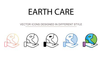 Earth Care icon design with white background stock illustration