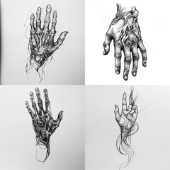 Naklejka premium Cool hand tattoo sketch on white background