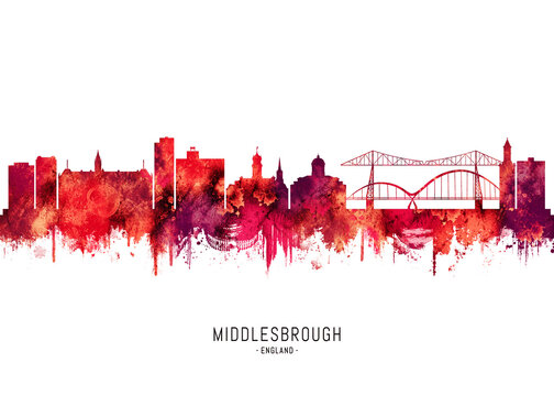Middlesbrough England Skyline Red
