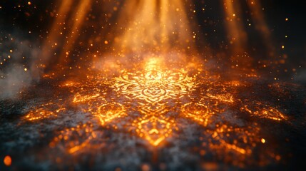 Intricate Glowing Mandala on a Dark Surface