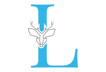 initial L latter with Head vector logo design wild animal with horns quality stylish luxury,