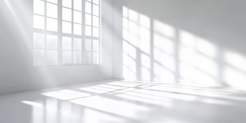 Obraz premium Soft Light Through Window with Shadows on White Background